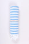 Sky Blue and White Ultra Soft Bath Towel with Sky Blue and White Stripes