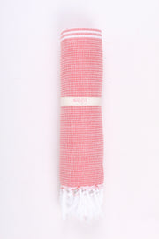 Coral Ultra Soft Bath Towel with White Stripes
