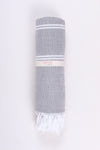 Slety Gray Soft Bath Towel with White Stripes