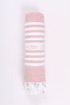 Thulian Pink Soft Bath Towel with White Stripes