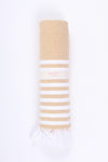 Mustard Yellow Ultra Soft Bath Towel with White Stripes