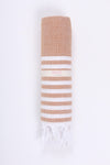 Light Brown Ultra Soft Bath Towel with White Stripes