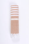 Light Brown Ultra Soft Bath Towel with White Stripes