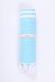 Sky Blue Ultra Soft Bath Towel with White Stripes