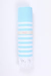 Sky Blue Ultra Soft Bath Towel with White Stripes