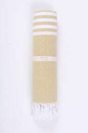 Yellow Ultra Soft Bath Towel with White Stripes