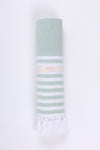 Pine Green Ultra Soft Bath Towel with White Stripes