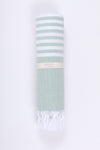 Pine Green Ultra Soft Bath Towel with White Stripes