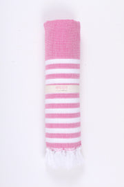Magenta Pink Ultra Soft Bath Towel with White Stripes