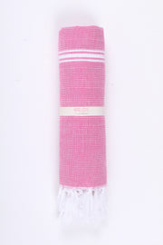 Magenta Pink Ultra Soft Bath Towel with White Stripes