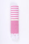Magenta Pink Ultra Soft Bath Towel with White Stripes