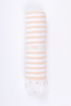 White and Peach Striped Ultra Soft Bath Towel