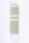 Moss Green Ultra Soft Bath Towel with White Stripes