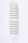 Moss Green and White Striped Ultra Soft Bath Towel