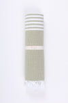 Moss Green Ultra Soft Bath Towel with White Stripes