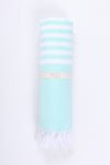 Sea Green Ultra Soft Bath Towel with White Stripes