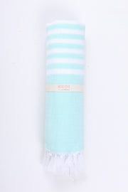 Sea Green Ultra Soft Bath Towel with White Stripes