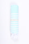 Sea Green Ultra Soft Bath Towel with White Stripes