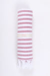 White and Cerise Pink Striped Towel