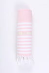 Pink and White Striped Towel