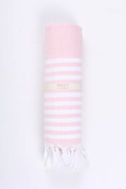 Pink and White Striped Towel