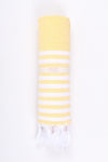 Lemon Yellow and White Striped Towel