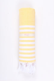 Lemon Yellow and White Striped Towel