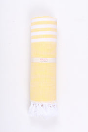 Lemon Yellow and White Striped Towel