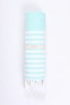 Sea Green and White Striped Towel