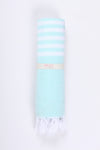 Sea Green and White Striped Towel