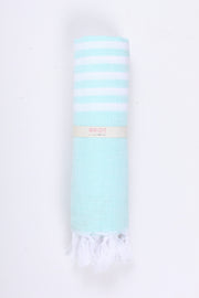 Sea Green and White Striped Towel