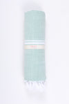 Sea Green and White Striped Towel