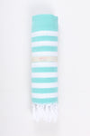 Sea Green Ultra Soft Bath Towel with White Stripes
