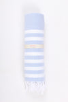 Blue Ultra Soft Bath Towel with White Stripes
