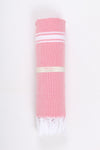 Cerise Pink Ultra Soft Bath Towel with White Striped