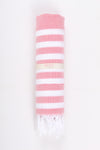 Cerise Pink Ultra Soft Bath Towel with White Striped