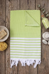 Green Ultra Soft Bath Towel with White Stripes