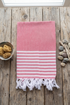 Red Ultra Soft Bath Towel with White Stripes