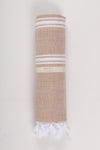 Brown Towel with White Striped