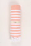 Pastel Salmon Pink Towel with White Striped