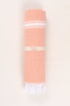 Pastel Salmon Pink Towel with White Striped