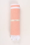 Pastel Salmon Pink Towel with White Striped
