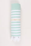 Sea Green Soft Bath Towel with White Striped