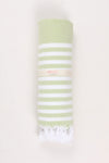 Green Soft Bath Towel with White Striped