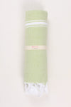 Green Soft Bath Towel with White Striped