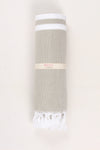 Artichoke Green Ultra Soft Bath Towel with White Stripes