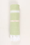 Green Ultra Soft Bath Towel with White Stripes