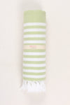 Green Ultra Soft Bath Towel with White Stripes
