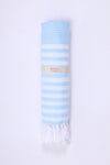 Sky Blue Ultra Soft Bath Towel with White Stripes