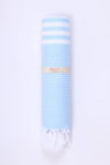 Sky Blue Ultra Soft Bath Towel with White Stripes